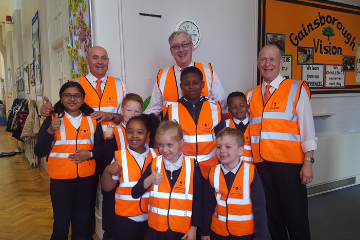 Gainsborough Primary School children with the LTCFC