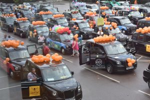 Taxis getting ready to leave for Southend